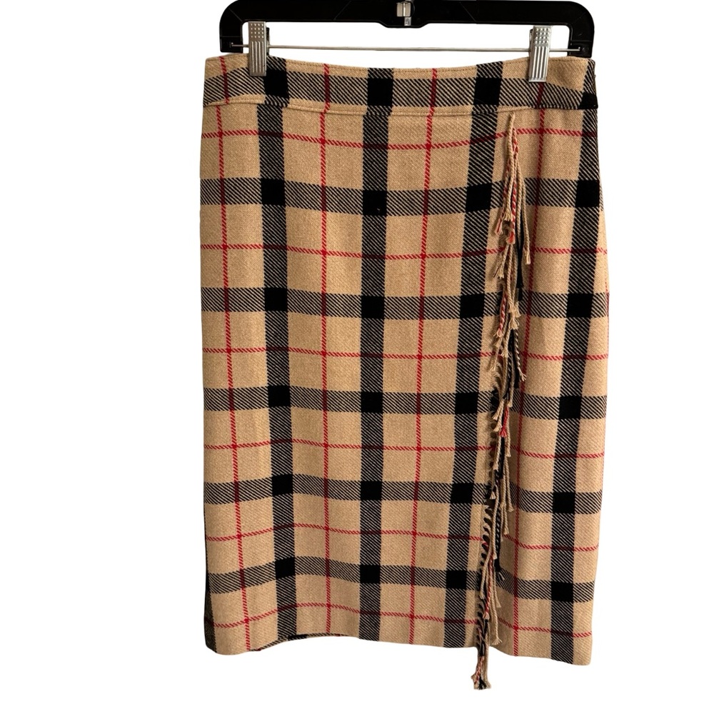 Talbots Size 8 Plaid Fringe Skirt - Picture 3 of 5